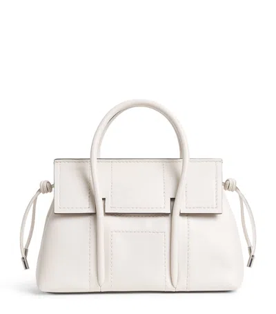Harrods Small Leather Marcie Tote Bag In White