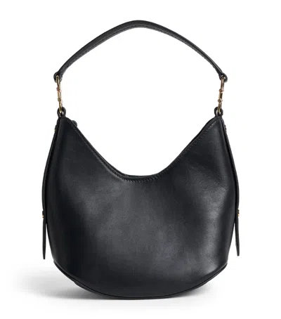 Harrods Small Leather Penny Shoulder Bag In Black