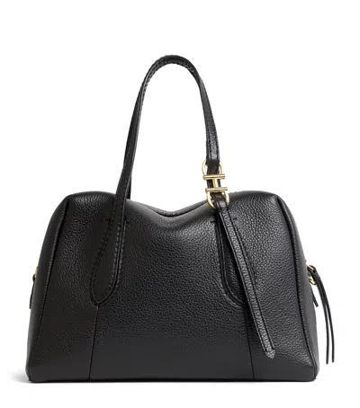 Harrods Small Leather Wren Shoulder Bag In Black