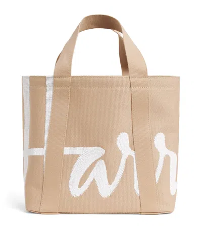 Harrods Small Logo Tote Bag In Neutral