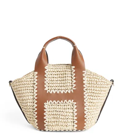 Harrods Small Raffia Tote Bag In Neutral