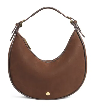 Harrods Small Suede Crescent Shoulder Bag
