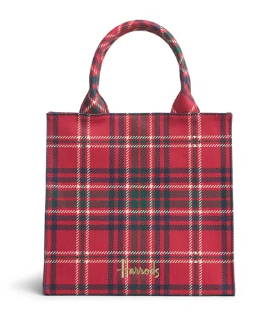 Harrods Small Tartan Tote Bag In White
