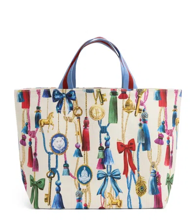 Harrods Small Tassel Tote Bag In Ivory
