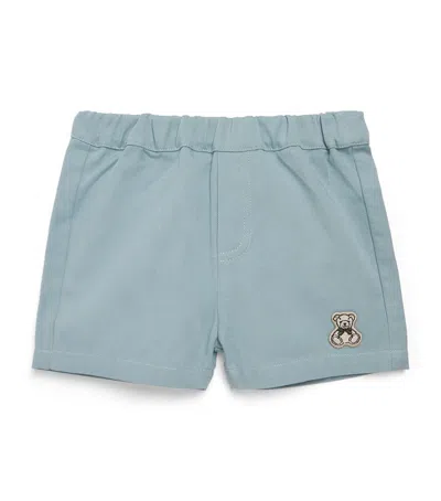 Harrods Kids'  Stretch-cotton Bear Appliqué Shorts In Blue