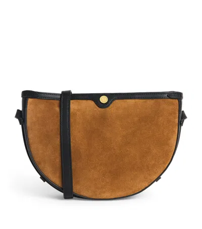 Harrods Suede Cross-body Bag In Brown