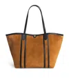 Harrods Suede Leather-trim Tote Bag In Brown