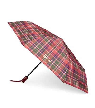 Harrods Tartan Umbrella In Pink