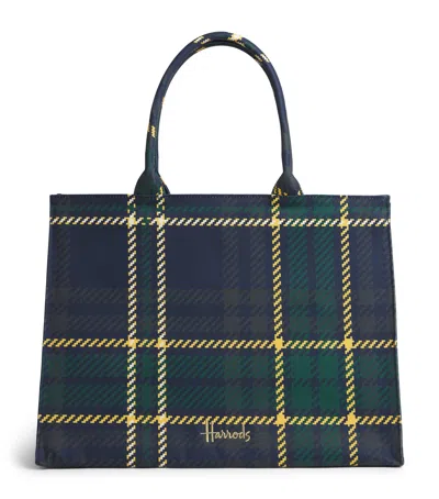 Harrods Tartan Zipped Tote Bag In Burgundy