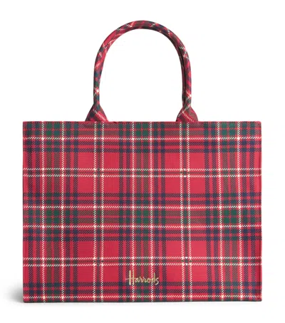 Harrods Tartan Zipped Tote Bag In Multi