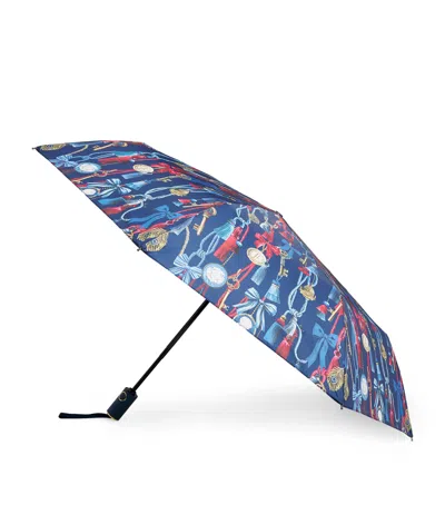 Harrods Tassel Print Umbrella In Blue