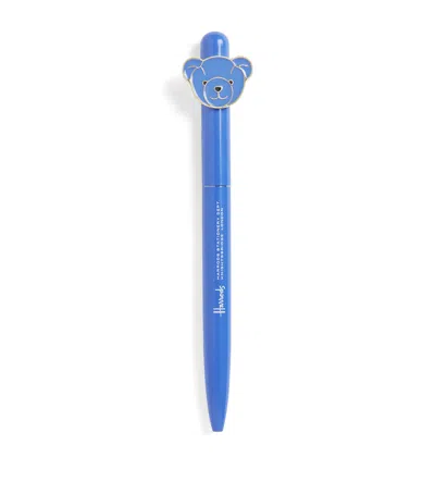 Harrods Teddy Bear Topper Ballpoint Pen In Blue
