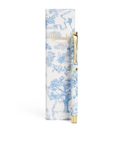 Harrods Toile Ballpoint Pen In Blue