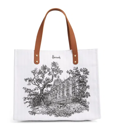 Harrods Toile Building Illustration Shopper Bag In Black