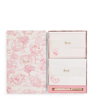 Harrods Toile Letter Writing Set In Pink