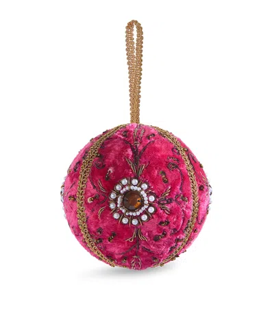 Harrods Velvet Embellished Bauble In Pink