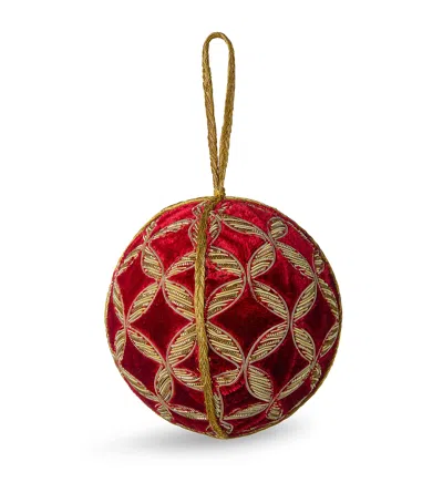 Harrods Velvet Embroidered Bauble In Red