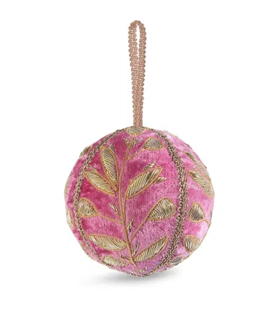 Harrods Velvet Pear Vine Bauble In Pink