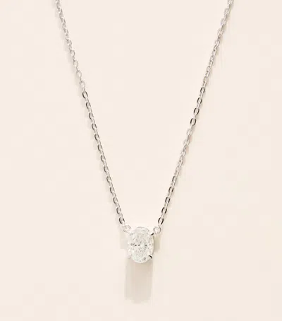 Harrods White Gold And Diamond Chain Necklace In Silver