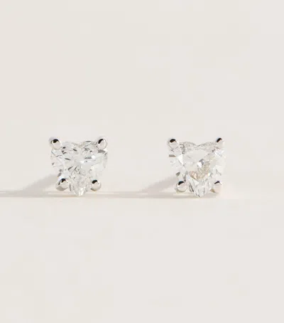 Harrods White Gold And Diamond Heart Stud Earrings
