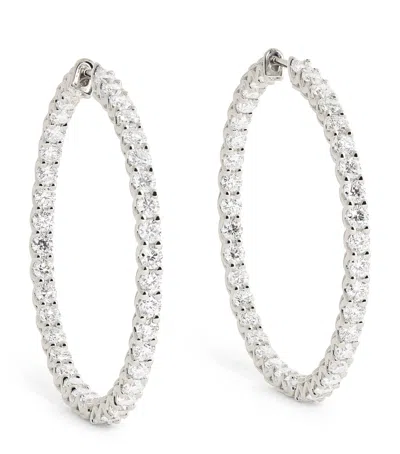 Harrods White Gold And Diamond Hoop Earrings