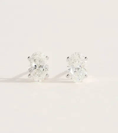 Harrods White Gold And Diamond Oval Stud Earrings