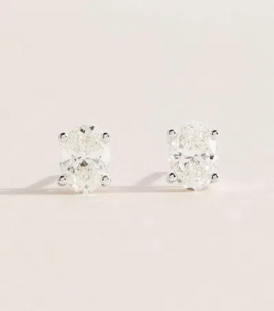 Harrods White Gold And Diamond Oval Stud Earrings