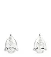 Harrods White Gold And Diamond Pear Stud Earrings In Silver