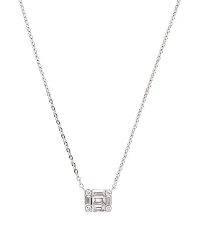 Harrods White Gold And Diamond Square Illusion Necklace