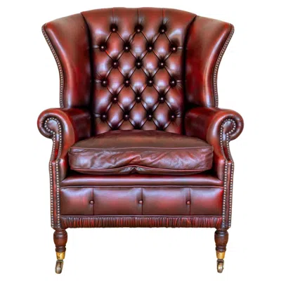 Pre-owned Harrods Wingback Chesterfield Armchair Georgian Style Oxblood Red 1990s Fireside