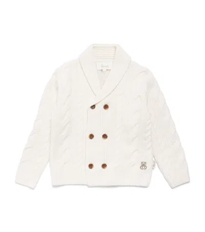 Harrods Kids'  Wool Cable-knit Cardigan In Blue
