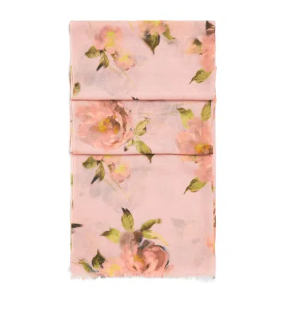 Harrods Wool Midnight Rose Scarf In Pink