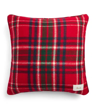 Harrods Wool Tartan Square Cushion In Multi