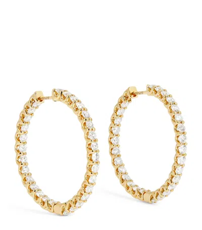 Harrods Yellow Gold And Diamond Hoop Earrings
