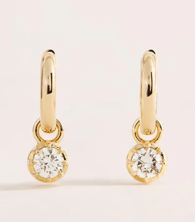 Harrods Yellow Gold And Diamond Hoop Earrings