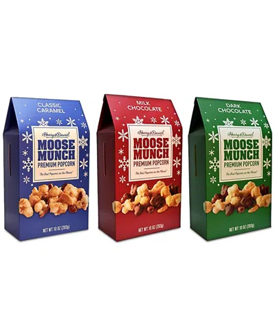 Harry & David Dark Chocolate, Milk Chocolate And Caramel Moose Munch Gable Boxes, 3 Pack In Transparent