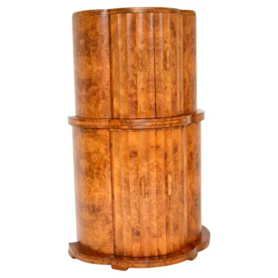 Pre-owned Harry & Lou Epstein Furniture Co Art Deco Burr Walnut Cocktail Cabinet By Epstein In Brown