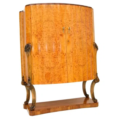 Pre-owned Harry & Lou Epstein Furniture Co Art Deco Burr Walnut Cocktail Cabinet By Epstein In Brown
