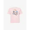 Harry Lambert X Disney X Disney Mens Pale Pink Harry Lambert For Zara X Disney Mickey And Donald Graphic-print Cotton-jerse In Pink
