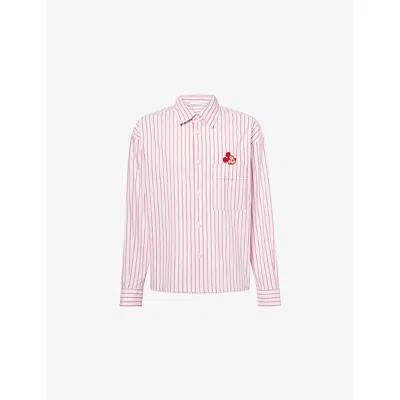 Harry Lambert X Disney X Disney Mens Pink Harry Lambert For Zara X Disney Mickey Mouse Striped Cotton-blend Shirt Xl