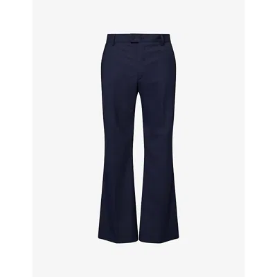 Harry Lambert X Disney X Disney Mens Navy Blue Harry Lambert For Zara X Disney Mid-rise Flared-leg Wool-blend Trousers