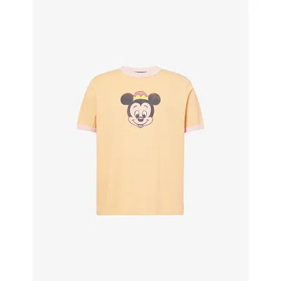 Harry Lambert X Disney X Disney Mens Mustard Harry Lambert For Zara X Disney Morty Graphic-print Cotton-jersey T-shirt Xs In Yellow