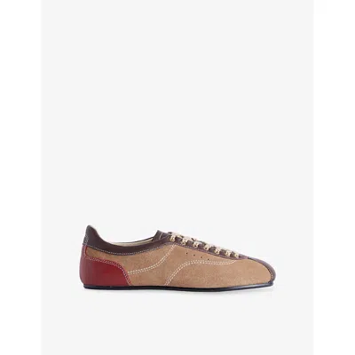 Harry Lambert X Disney X Disney Mens Sand Harry Lambert For Zara X Disney Panelled Suede Trainers Eur 40 / 6 Uk In Neutral