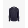 Harry Lambert X Disney X Disney Mens Dark Blue Harry Lambert For Zara X Disney Peter-pan Collar Long-sleeve Cotton Shirt Xl In Blue