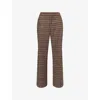 Harry Lambert X Disney X Disney Womens Brown Harry Lambert For Zara X Disney Check Brushed Wool-blend Trousers In Brown