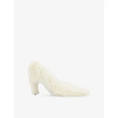 Harry Lambert X Disney X Disney Womens White Harry Lambert For Zara X Disney Faux-fur Heeled Courts Eur 40 / 7 Uk