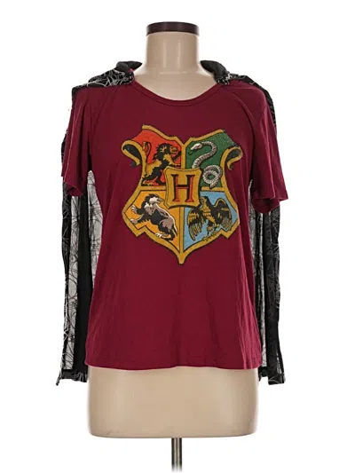 Pre-owned Harry Potter 3/4 Sleeve Top Burgundy Keyhole Neckline Tops
