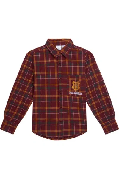 Harry Potter Kids'  Flannel Button-down Shirt In Burgundy