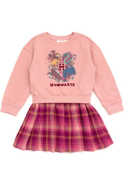 Harry Potter Kids'  Fleece Pleated Sweatshirt Dress In Multi