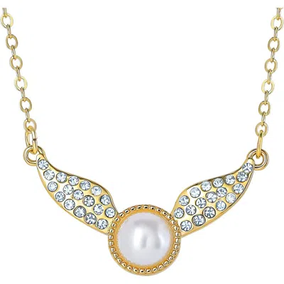Harry Potter Kids'  Golden Snitch Necklace With Crystals And Pearl, 18"+2"